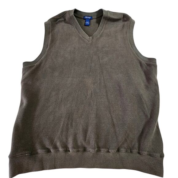 IZOD Men's Olive Green Pullover V-neck Vest Size XXL Preppy Stretchy Soft Great - Picture 1 of 7
